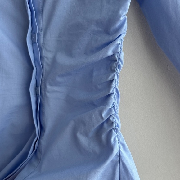 Maeve Asymmetrical Buttondown Shirt, Women’s Sky Blue Blouse, Size XXS - Picture 14 of 16